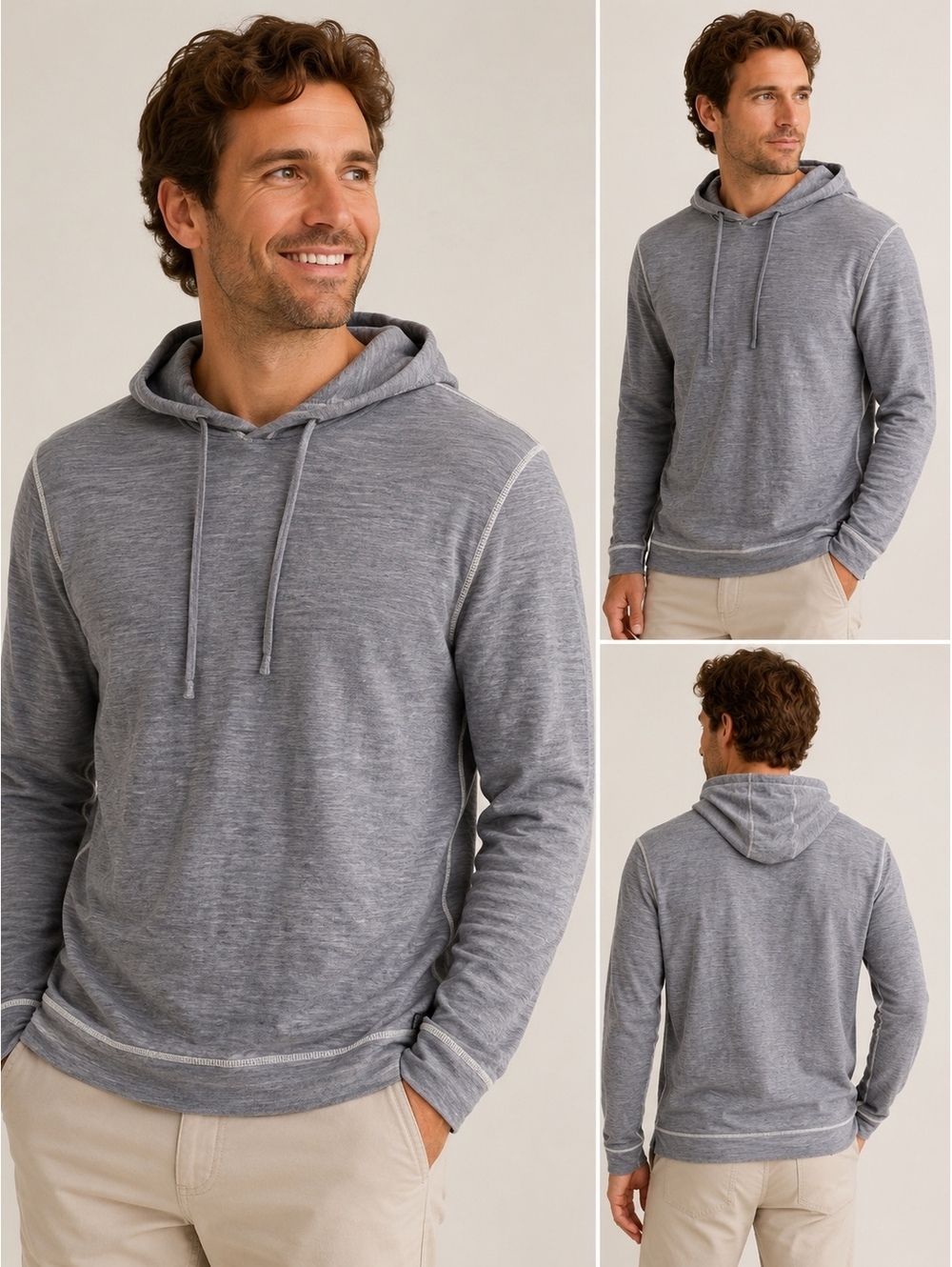 Faherty Organic Cotton Hoodie Men’s M Gray Pullover Drawstring Peru